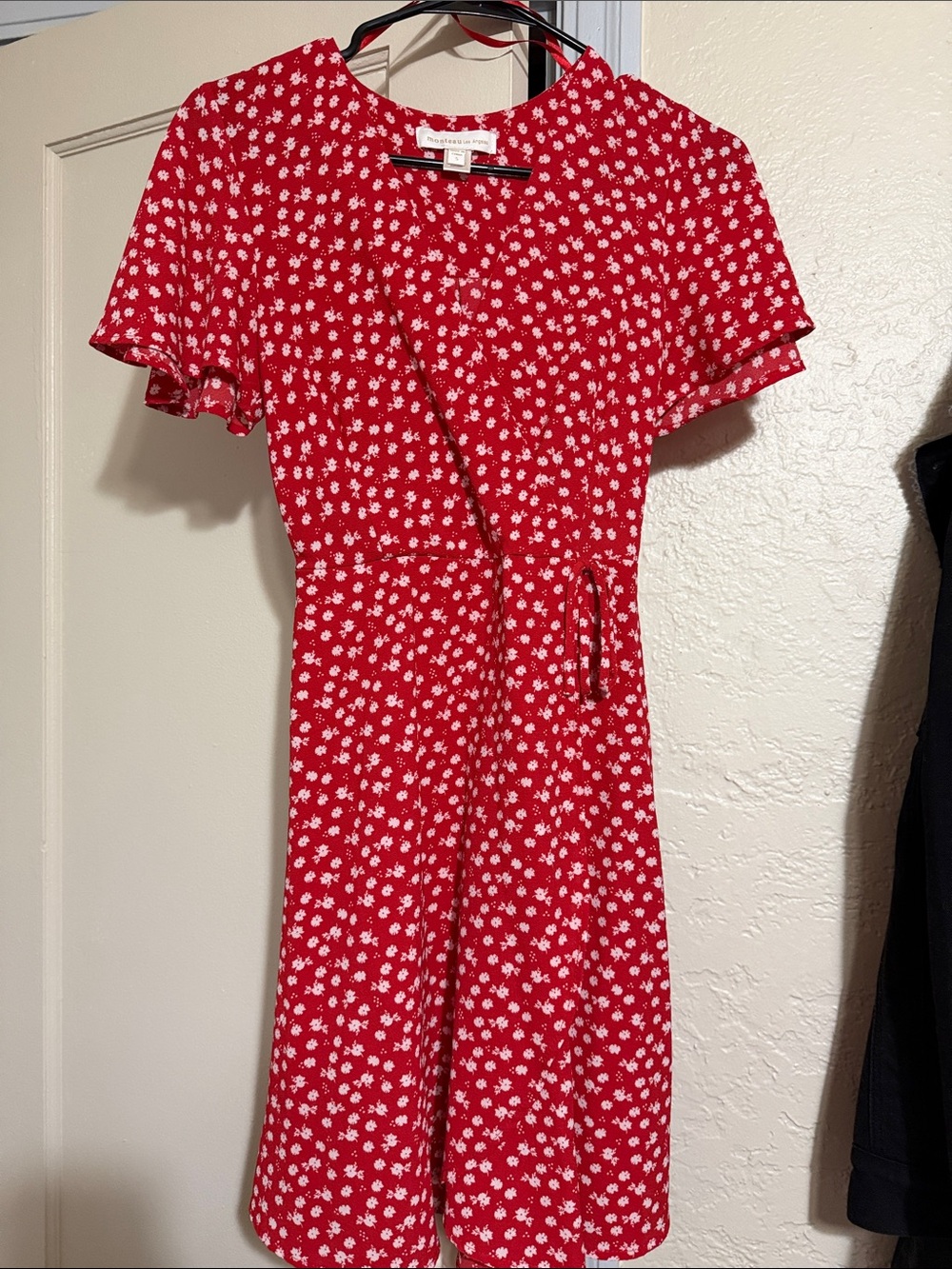 Women's Red Floral Tie-Detail Midi Dress